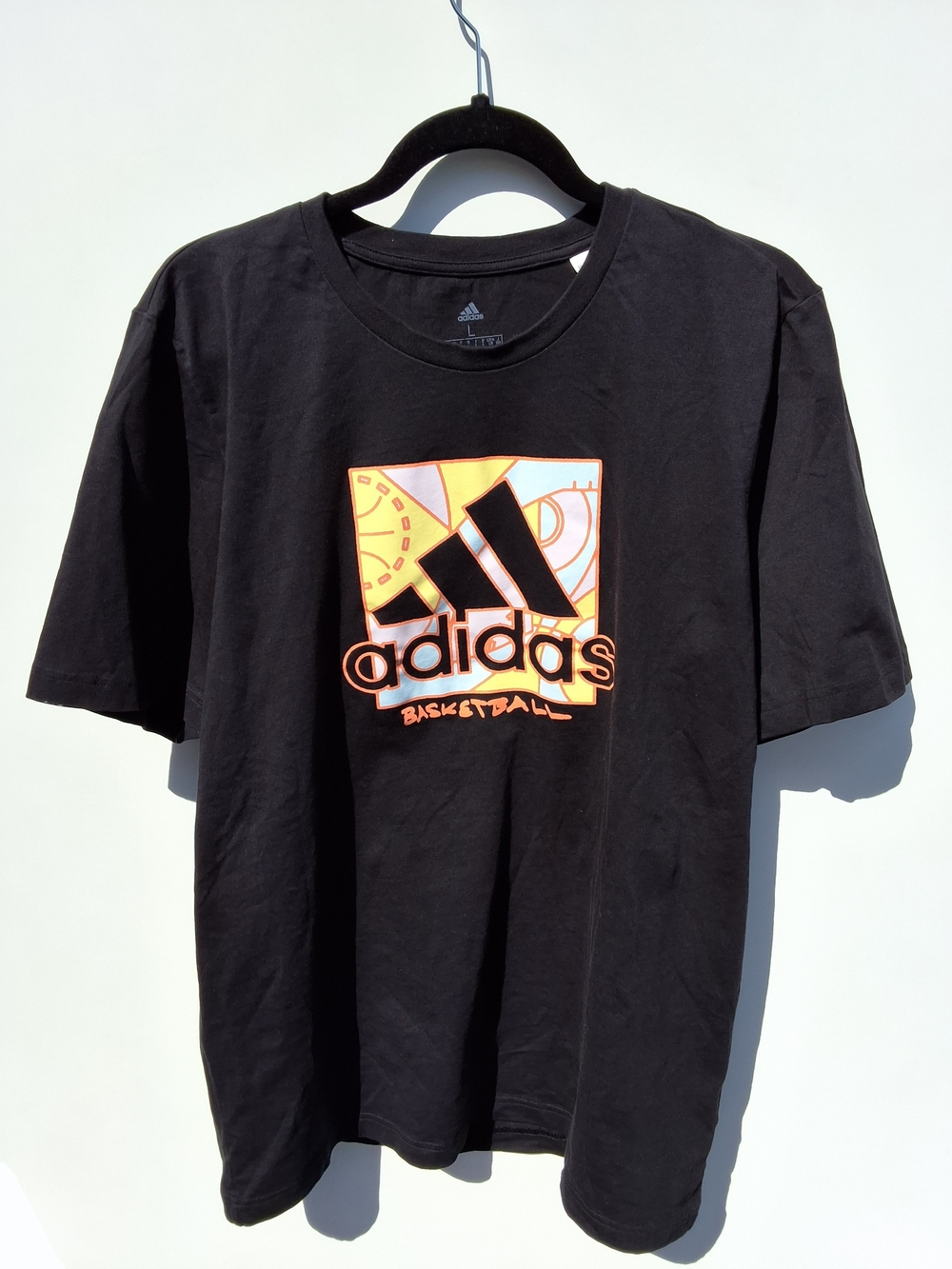 adidas Basketball Logo T-Shirt - Black (Size L)